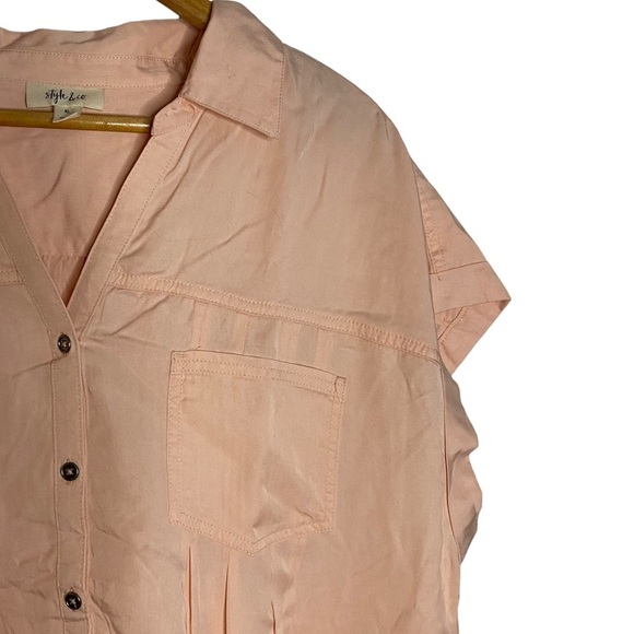 Style & Co Sleeveless Button Down Shirt Peach Pockets Plus Size XL Extra Large - Picture 8 of 12